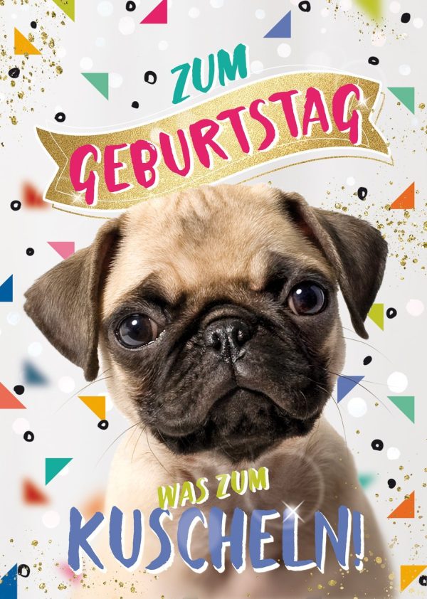 bentino Geburtstagskarte mit  WauWau Mops  Schn?ppchen – Bild 2