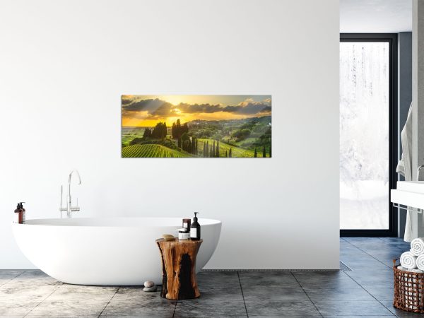 Malerische Weinberge in der Toskana, Glasbild Panorama Rabatt – Bild 4