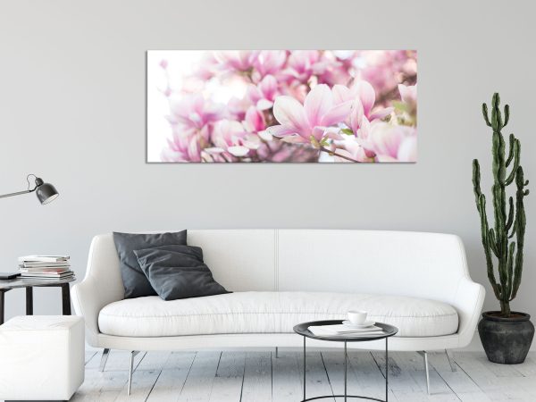 Nahaufnahme blühender Magnolienbaum, Glasbild Panorama Angebot – Bild 2