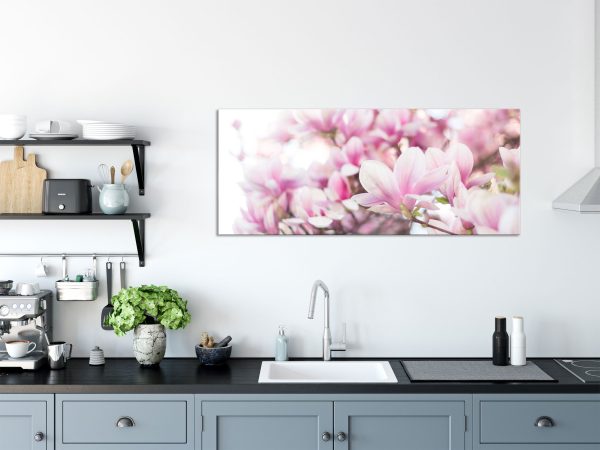 Nahaufnahme blühender Magnolienbaum, Glasbild Panorama Angebot – Bild 3